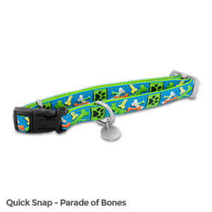 PetSafe Bark Avenue Quick Snap Buckle Pet Dog Collar (Large, Parade of Bones)