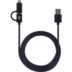 V7 2-in-1 Combo Lightning and Micro USB Cable - 3ft, MFi Certified