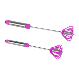 Ronco Self Turning Rotating Turbo Push Whisk Mixer Milk Frother Purple 2-Pack