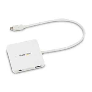 StarTech 3-Port USB-C Hub with Power Delivery - USB-C to 3x USB-A - White