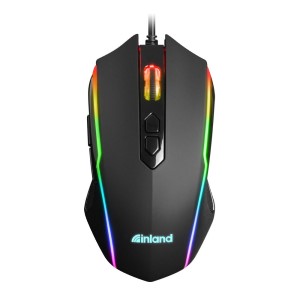 Inland GM76 Wired RGB Gaming Mouse - Black - REFURBISHED