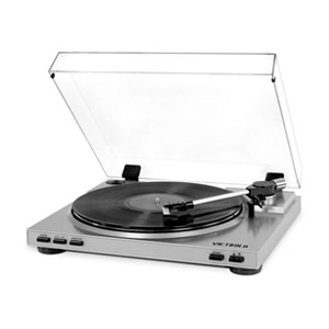 Victrola Pro Semi-Automatic 2-Speed Turntable Dust Cover Record Player Silver